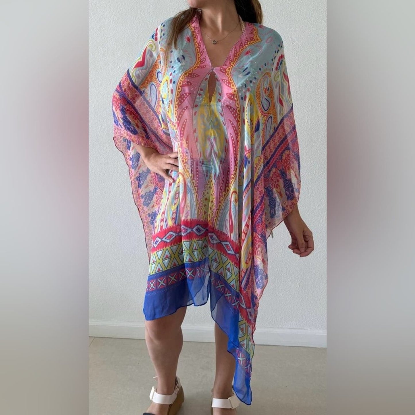 One size fits all chiffon poncho