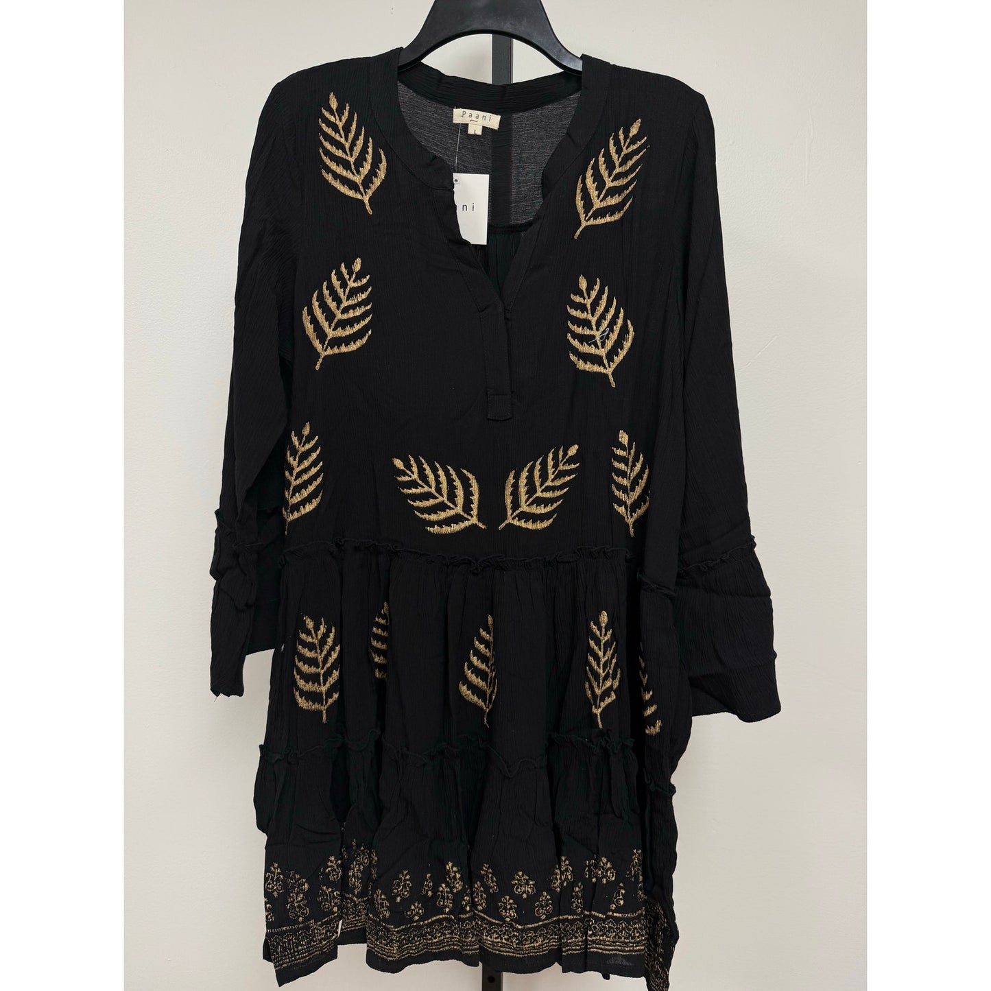Black Boho Embroidered Dress – NWT