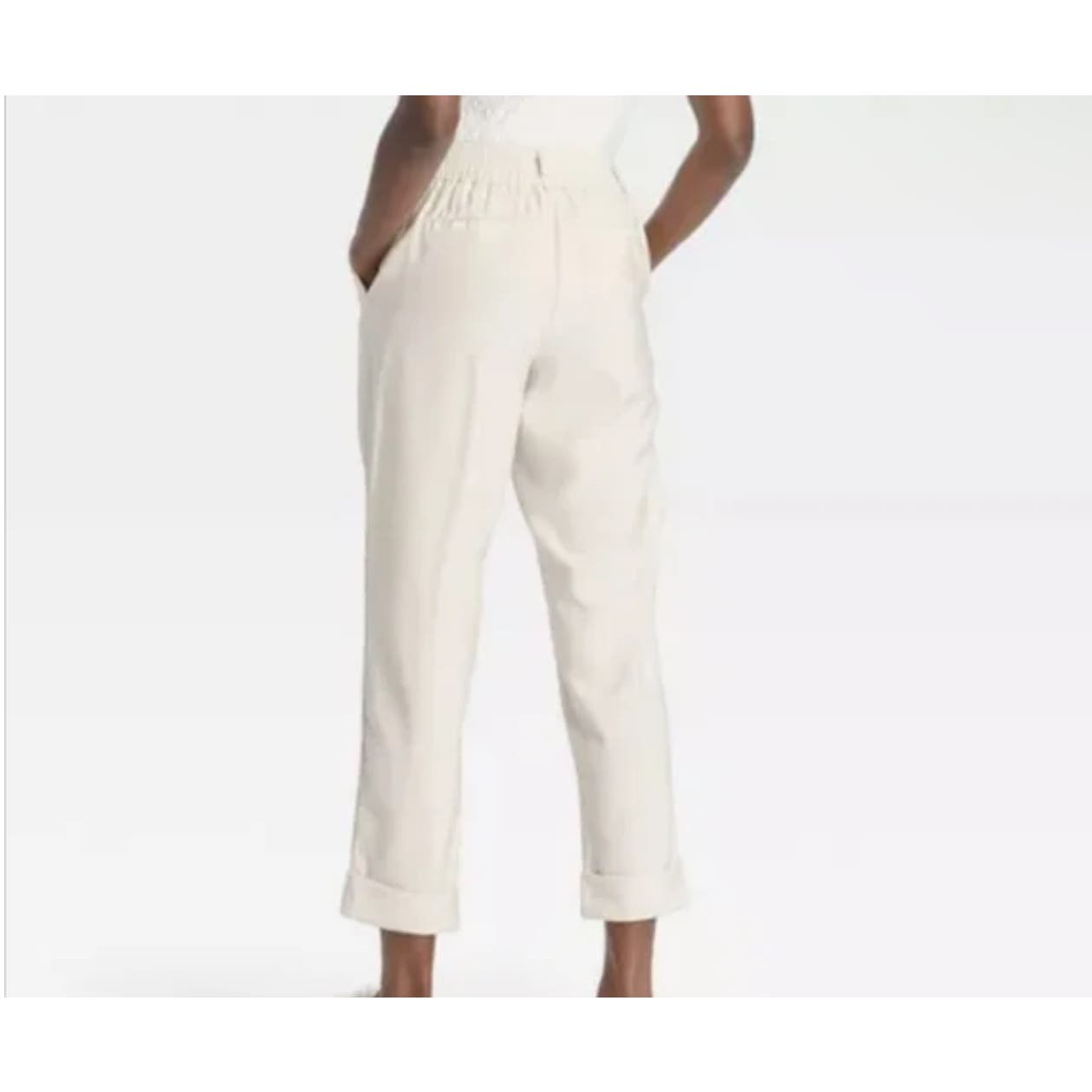 Women's High-Rise Slim Straight Leg Pintuck Ankle Pants A New Day Cream