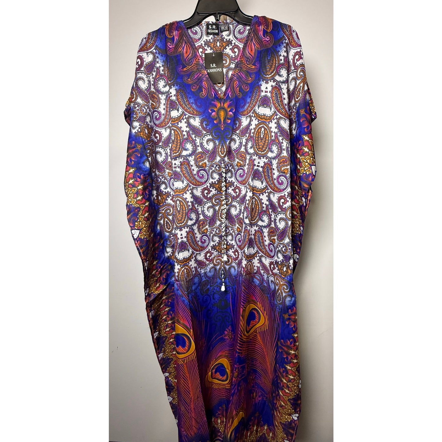 Paisley and feathers Kaftan Dresses for Women Beach Coverups, One Size Kaftans