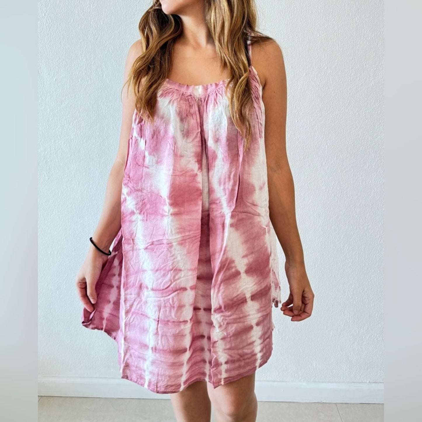 One size fits all Rose tie dye beachwear- Halter Dress