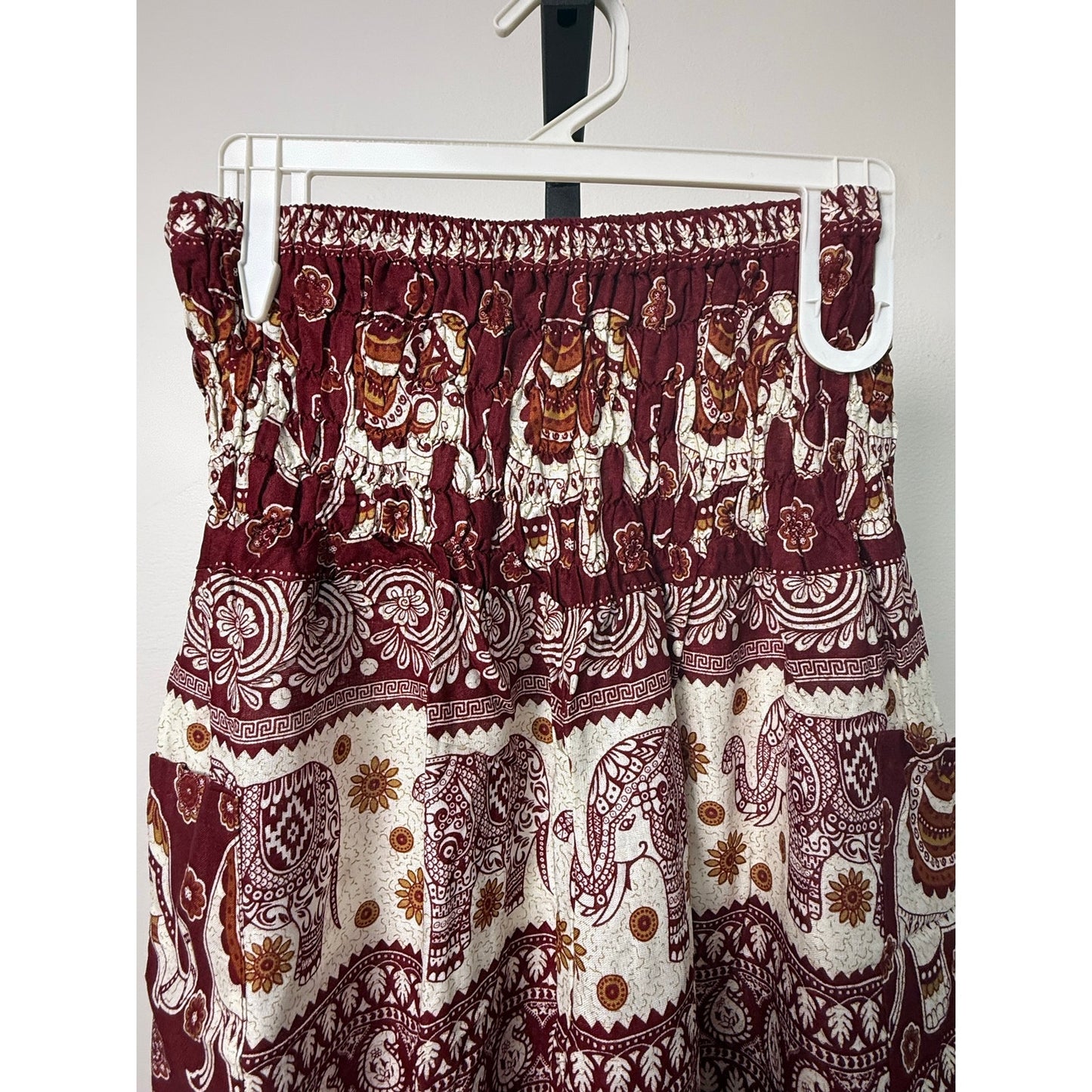 Wine Elephant Print Harem Pants