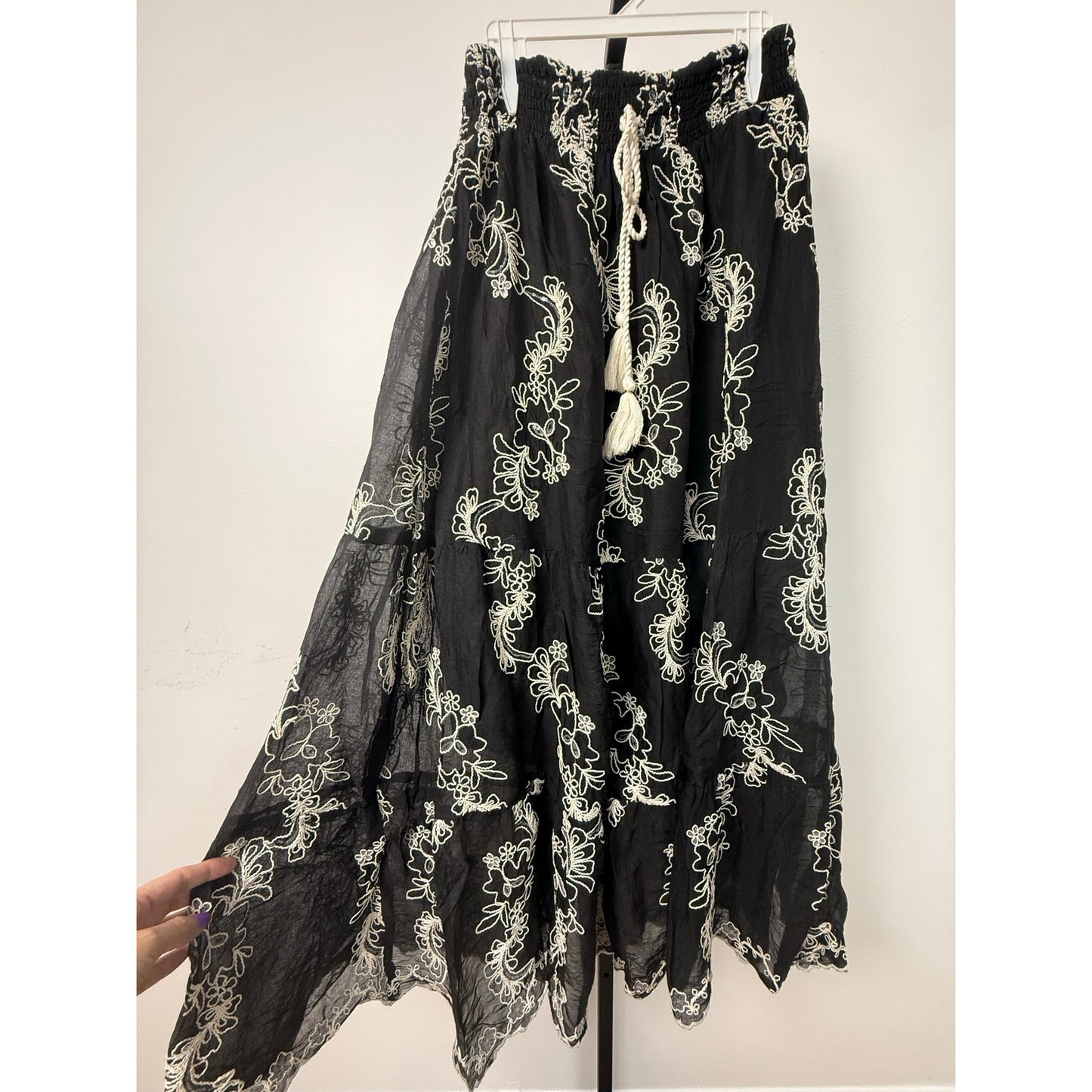 POL Embroidered Boho Maxi Skirt