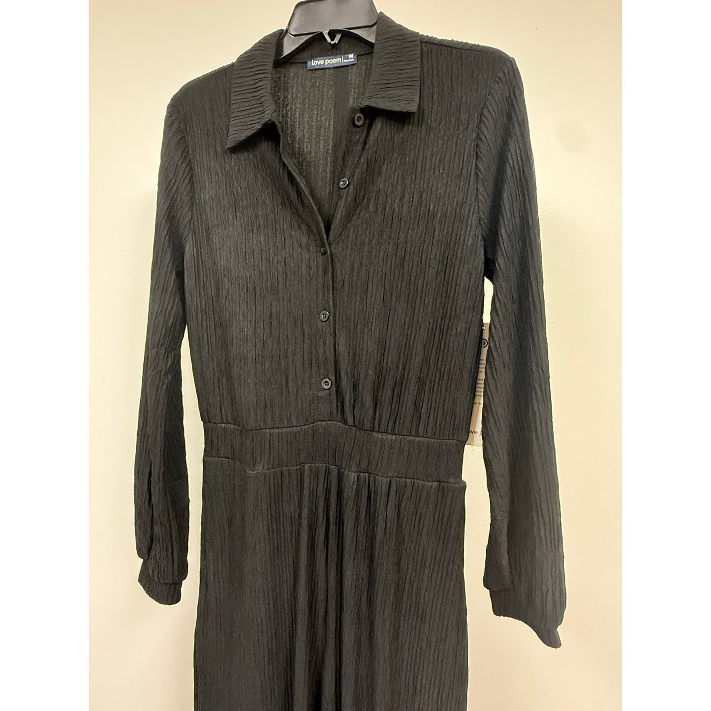 Crinkled Plisse Button Up Casual Jumpsuit