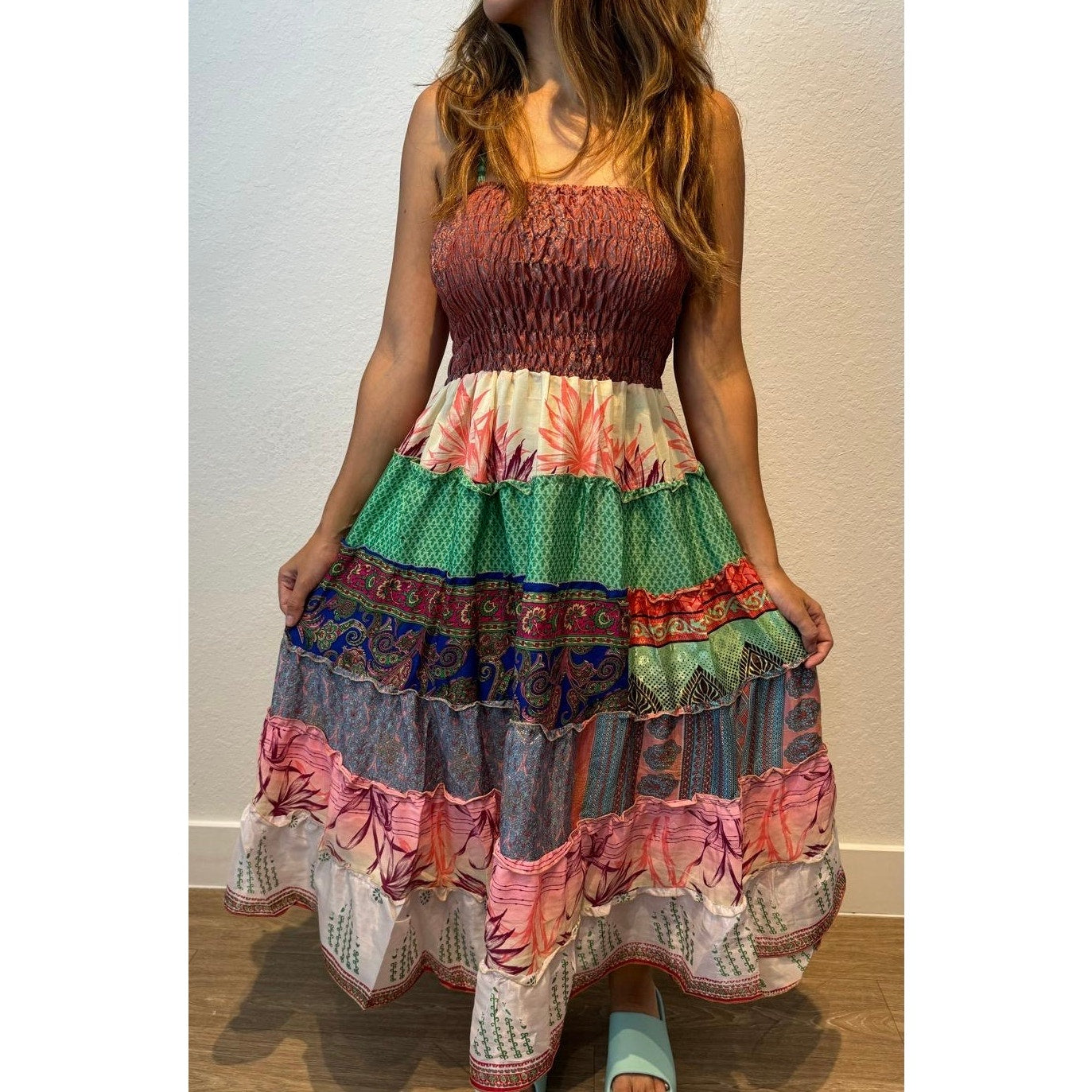 Multi-patch maxi Bohemian Dress