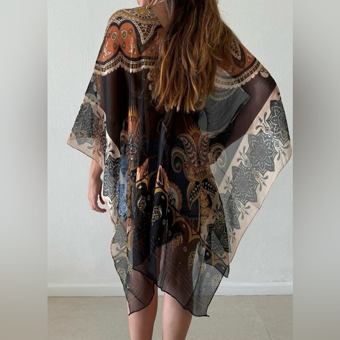One size fits all chiffon poncho