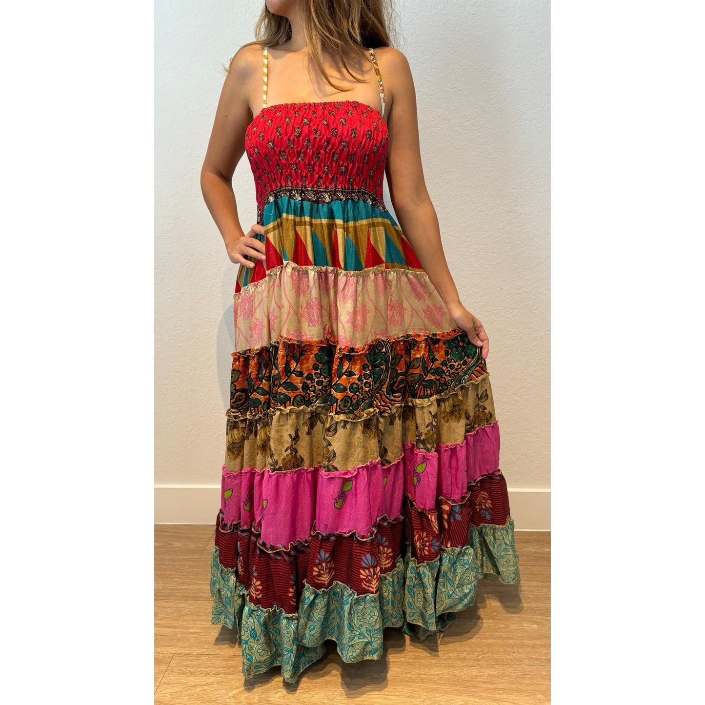 Multi-patch maxi Bohemian Dress