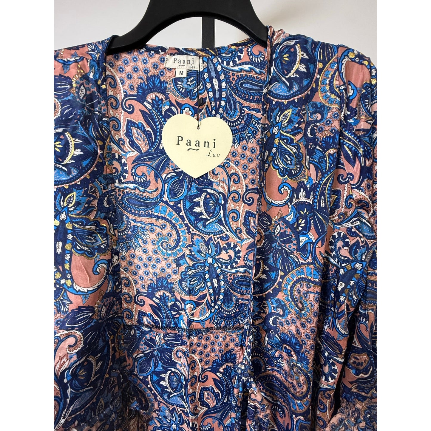 Blue Paisley Open Kaftan Maxi Cover-Up