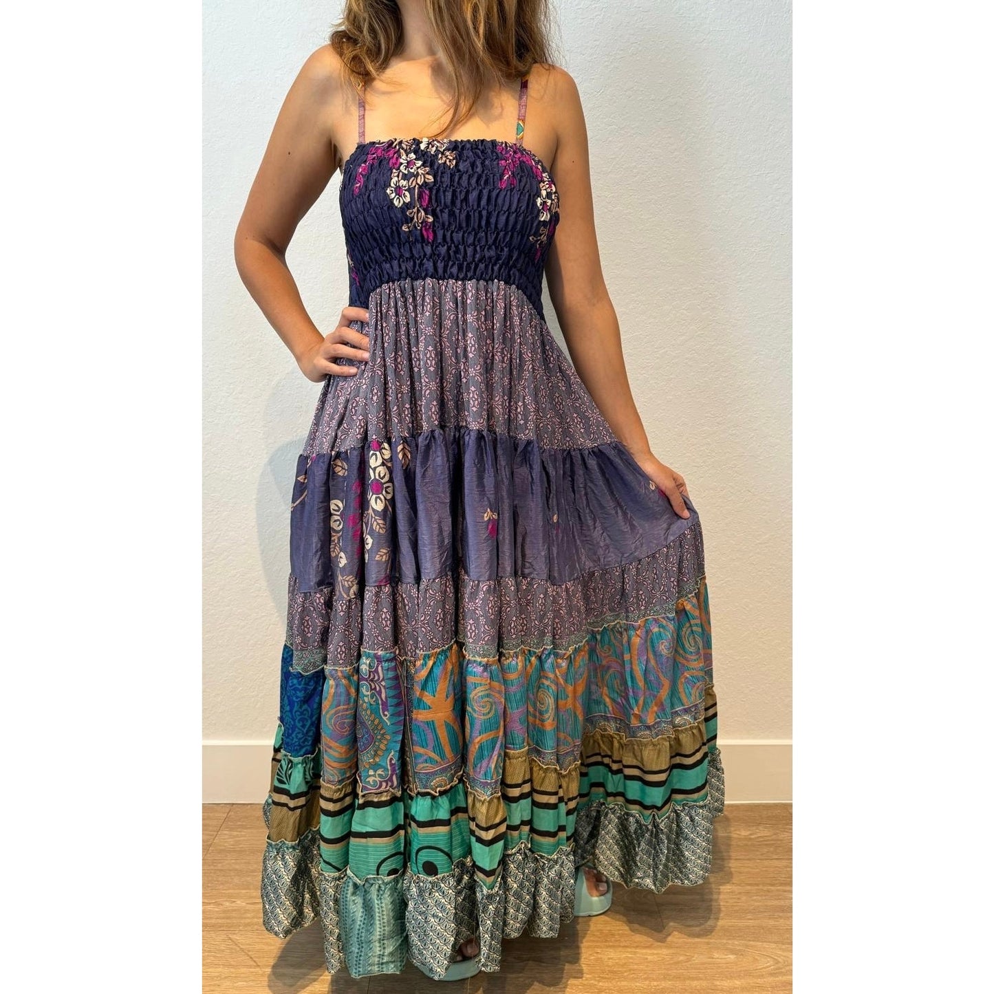 Multi-patch maxi Bohemian Dress