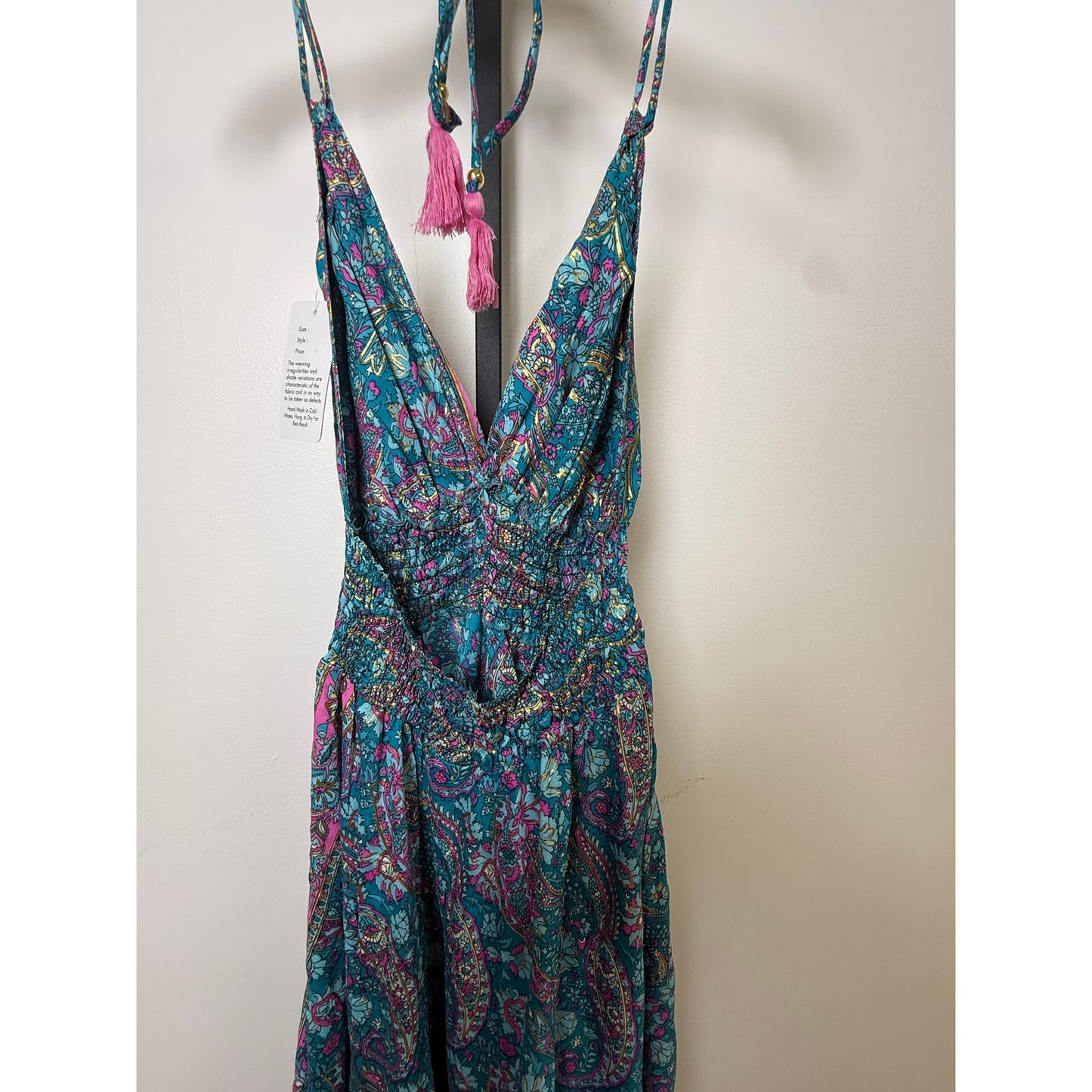 NWT 100% Viscose Blue Paisley Maxi Dress Boho Halter