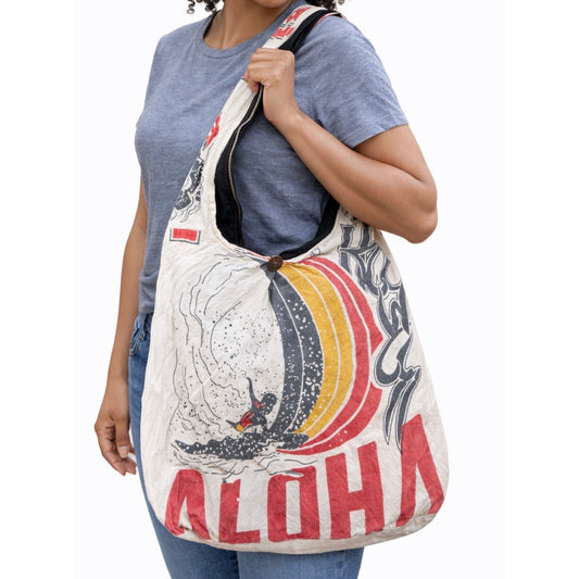 Aloha Flour Sack Purse Bag Cotton Tote Vintage Look Feed Sack Cross Body