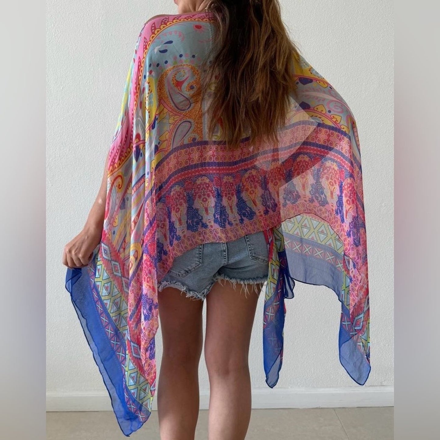 One size fits all chiffon poncho