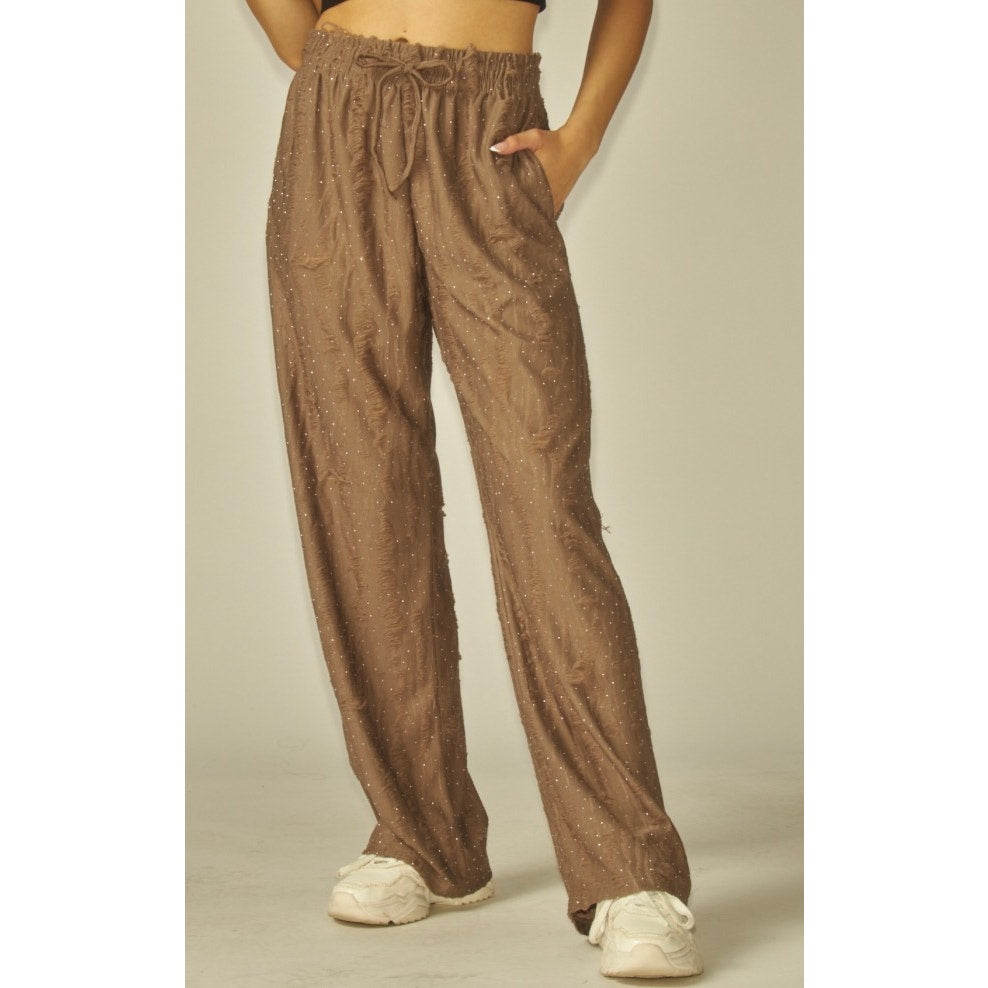 Rhinestone drawstring lounge pants