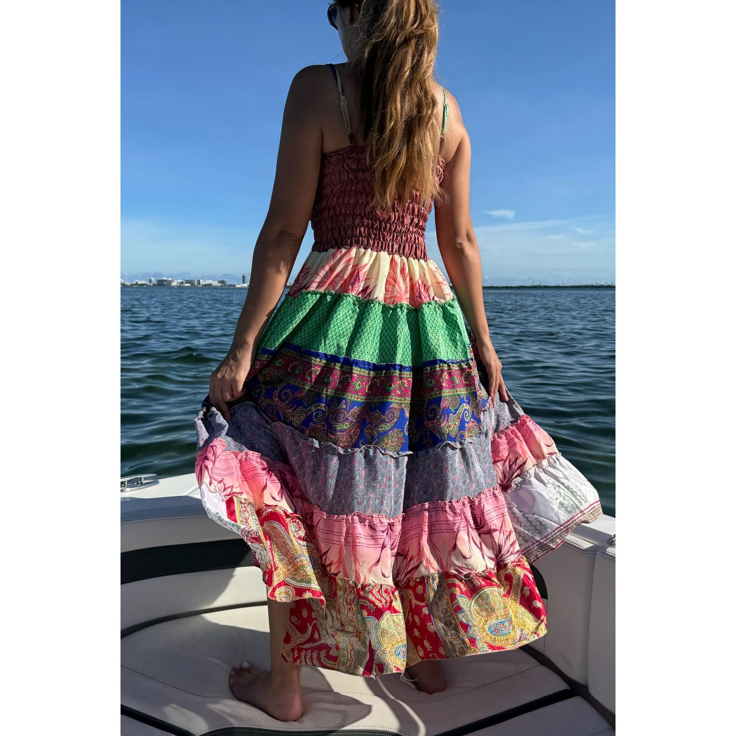 Multi-patch maxi Bohemian Dress