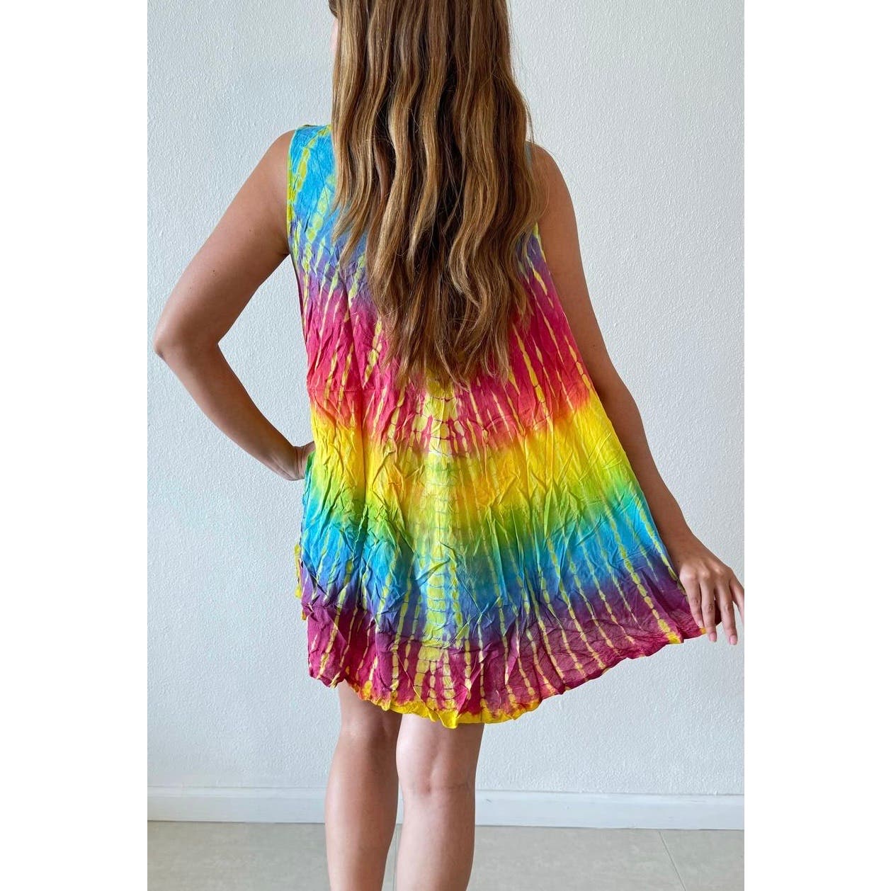 One size Mini tie dye beach pool dress