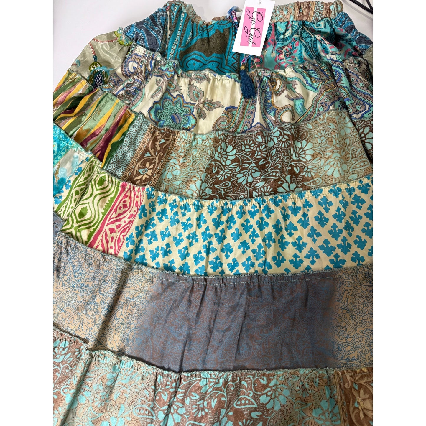 Mixed-Patchwork maxi skirt with pockets- One Size