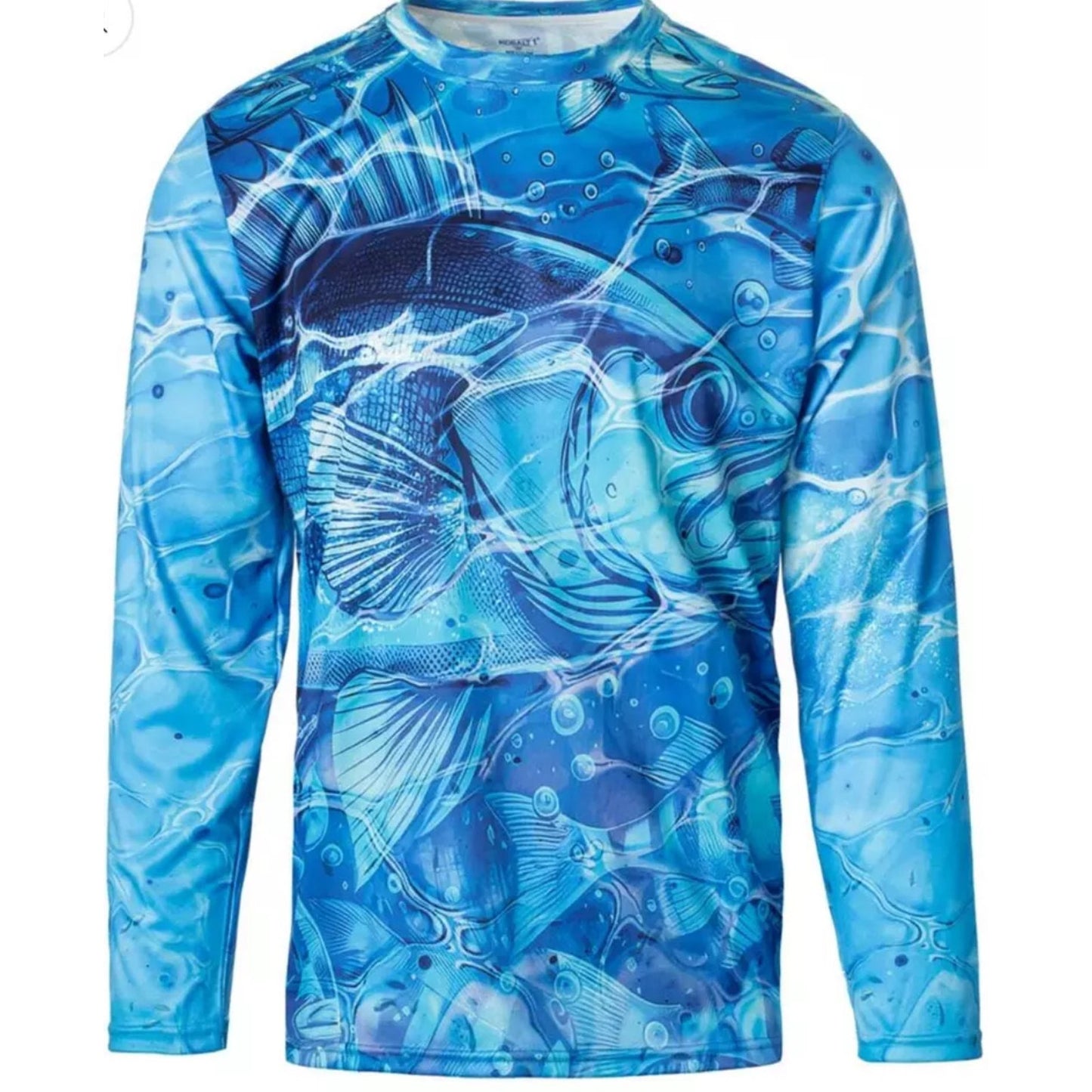 Men's Performance Long Sleeve Crew Neck with Fish Print