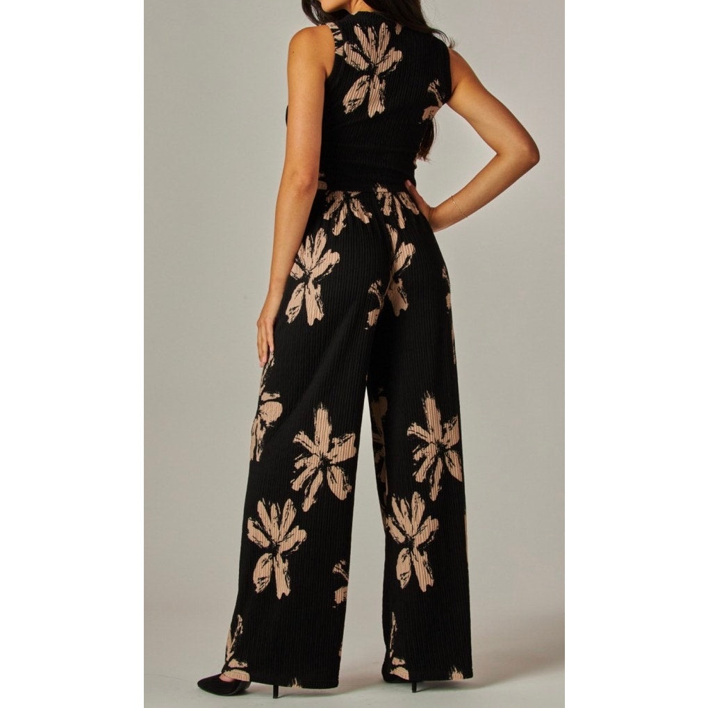 Print Crinkled Plisse 2pc Loungewear Set