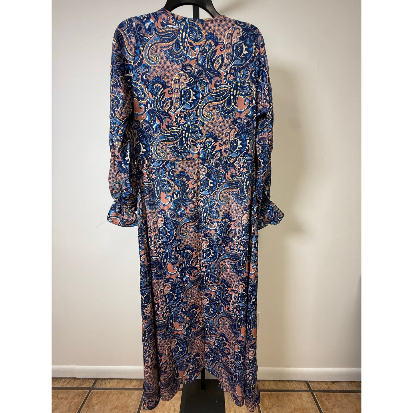 Blue Paisley Open Kaftan Maxi Cover-Up