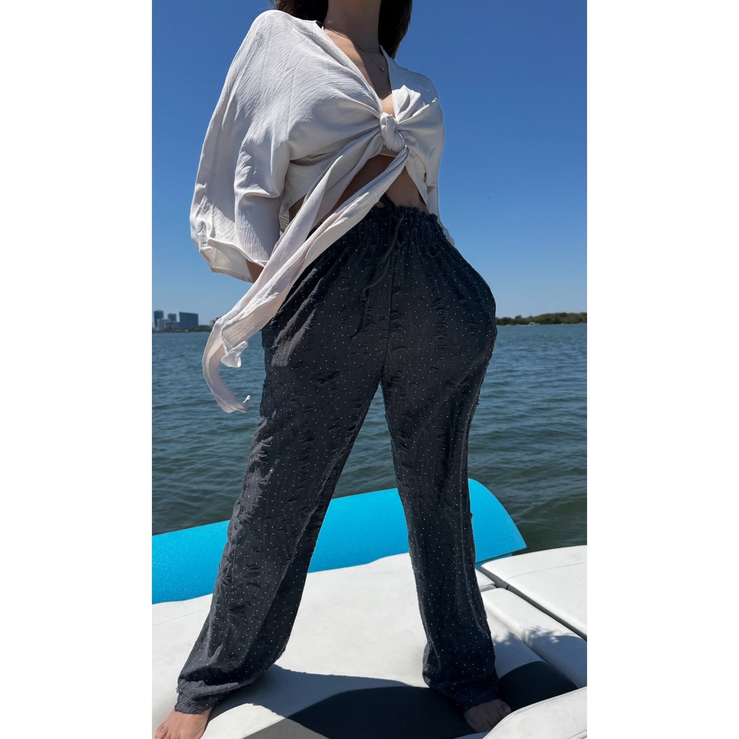 Rhinestone drawstring lounge pants