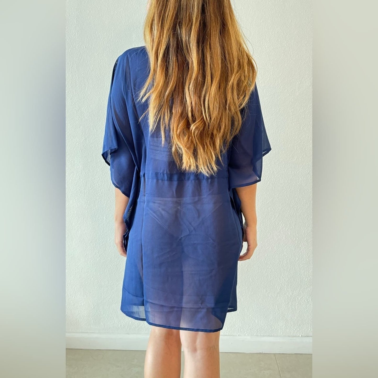 Bijoux Terner Solid blue beachwear cover up