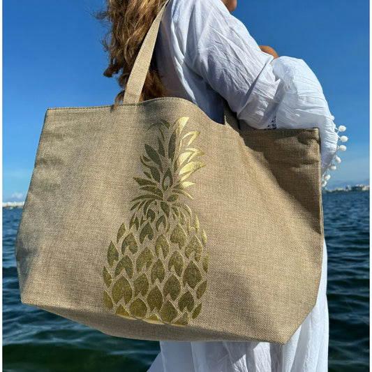 Pineapple Beach Bags Waterproof Large Pool Bag Shoulder Travel Tote Bags  Zipper