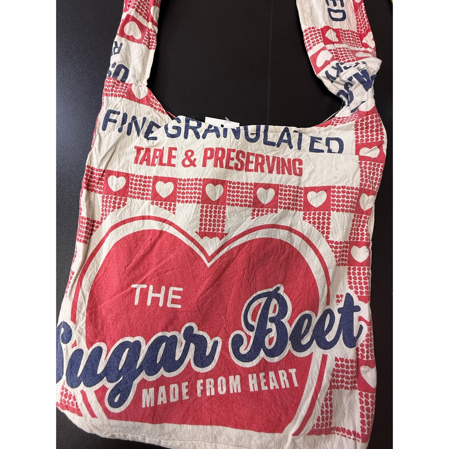 Sugar beet Flour Sack Purse Bag Cotton Tote Vintage Look Feed Sack Cross Body