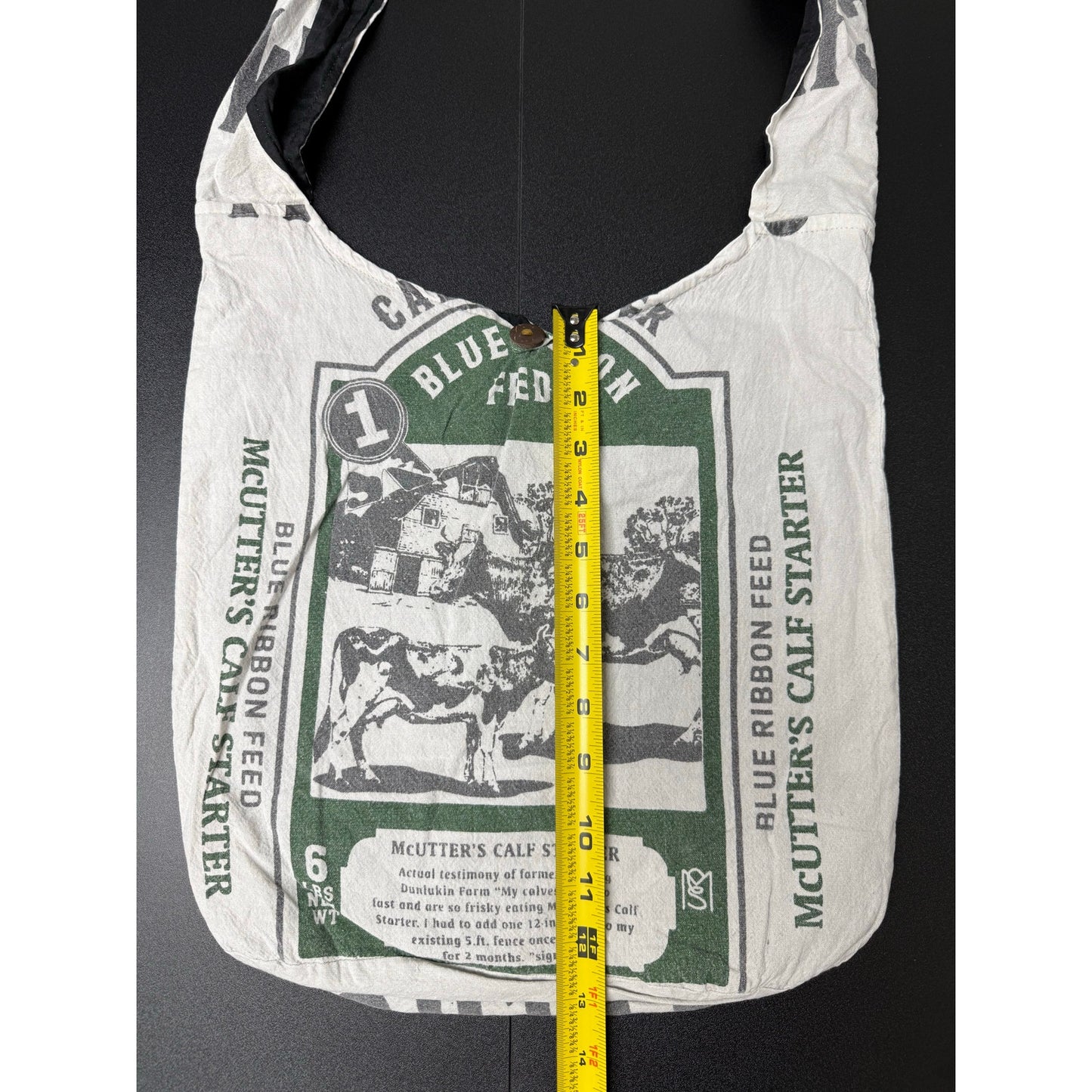 Blue Ribbon Flour Sack Purse Bag Cotton Tote Vintage Look Feed Sack Cross Body