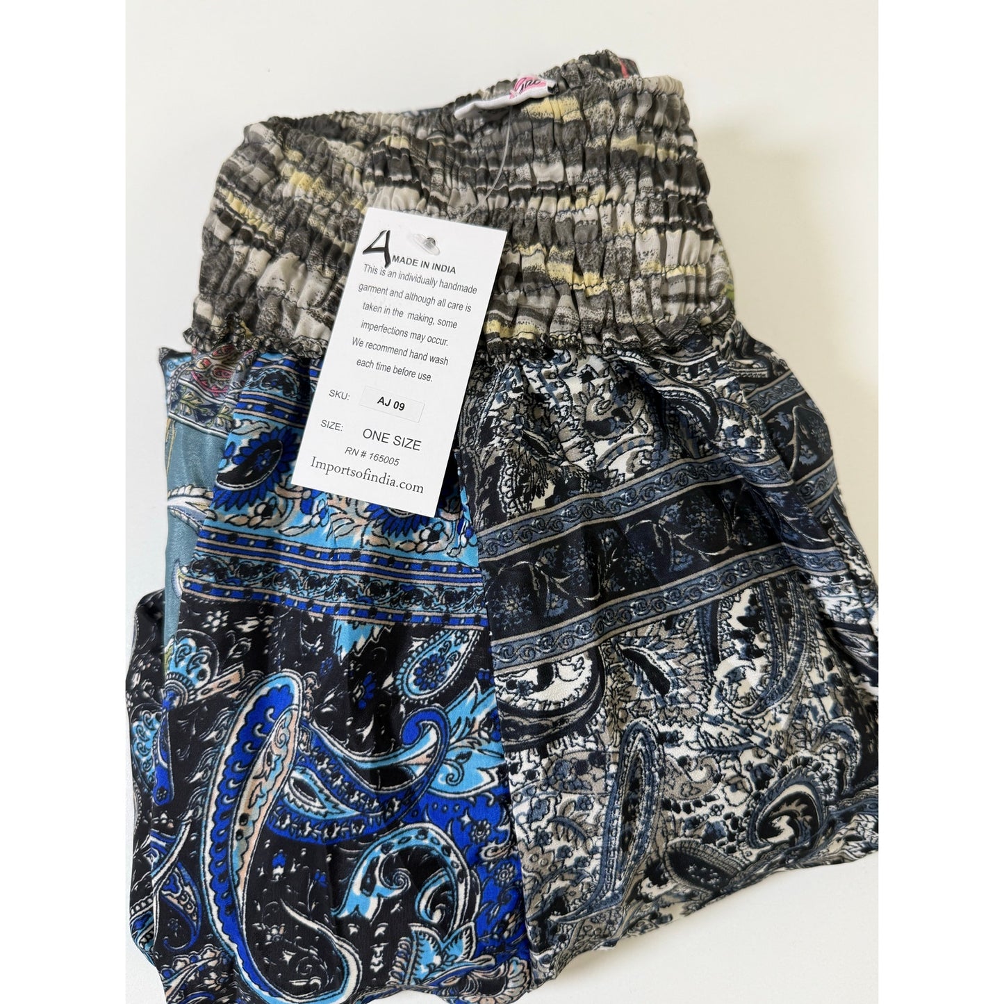 Mixed-print wide-leg trousers- One Size 100% Silk