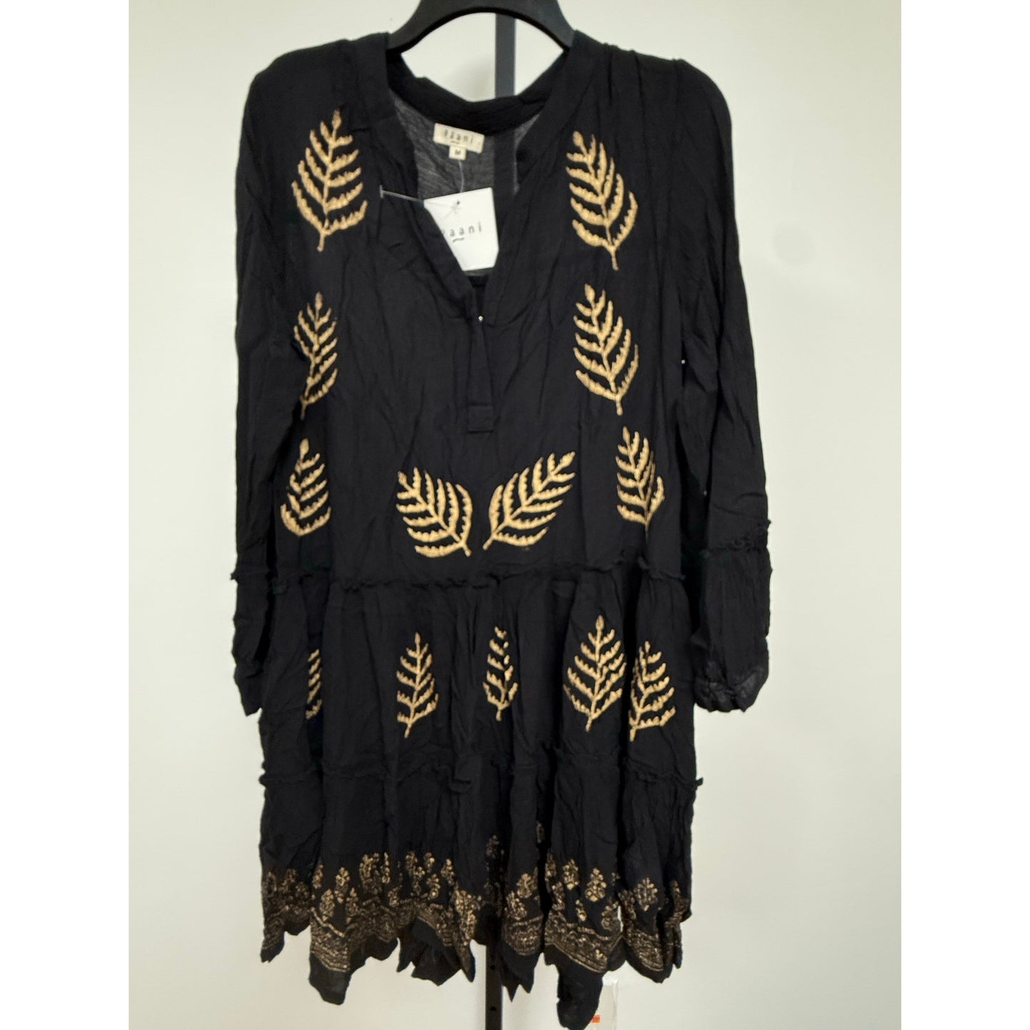 Black Boho Embroidered Dress – NWT