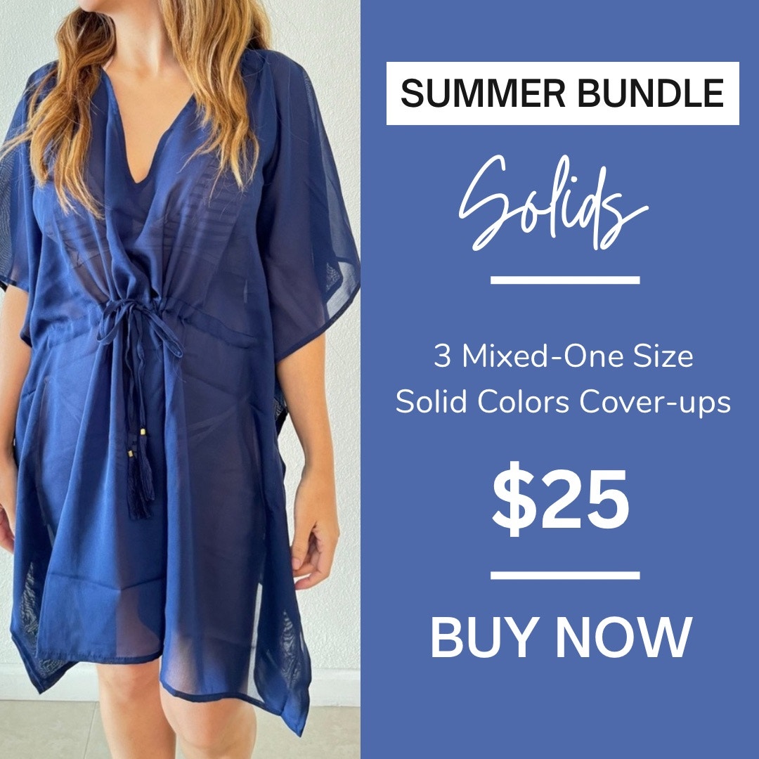 Bundle 3 Mixed Solid Colors Cover-ups One Size