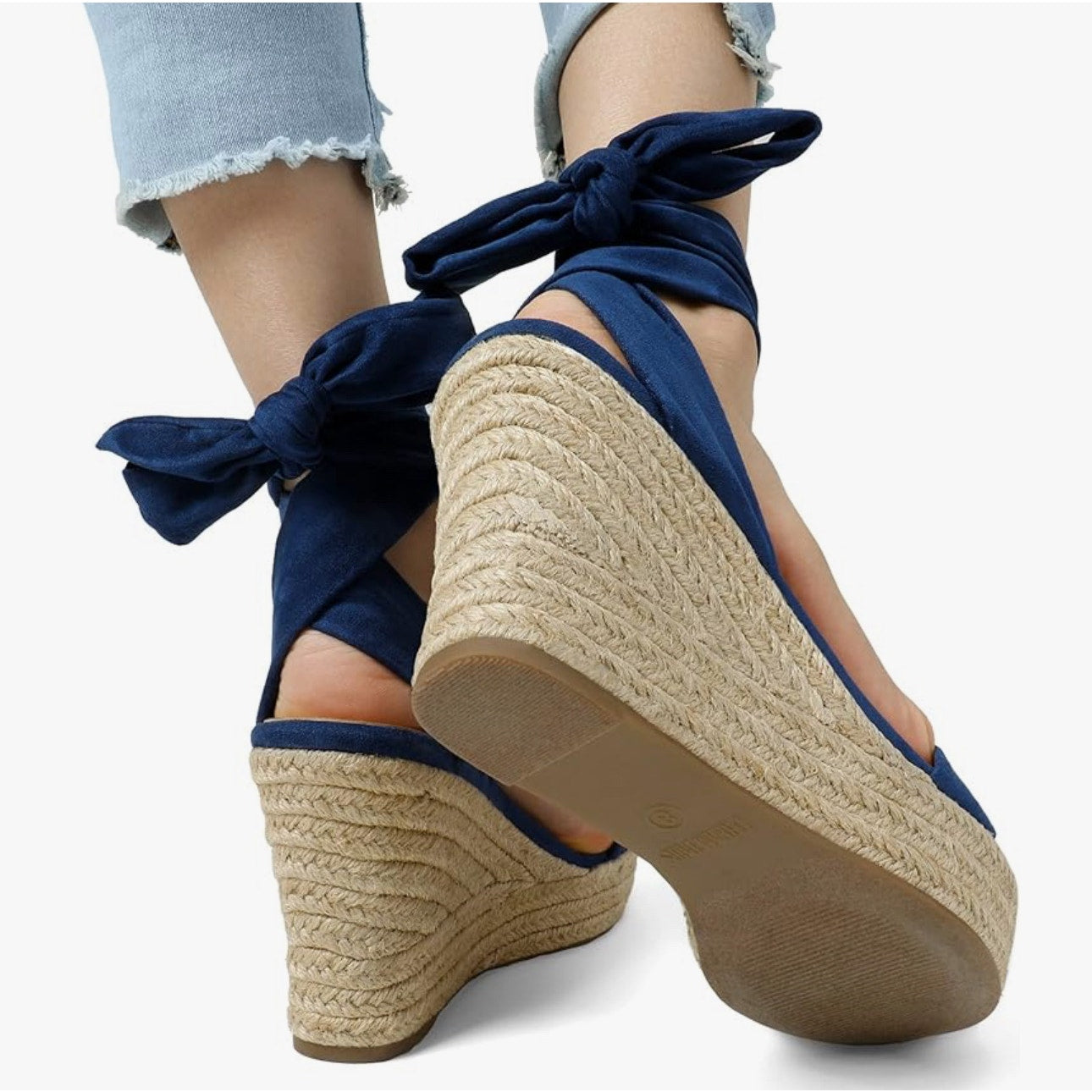 Womens Open Toe Espadrilles Wedges Tie Lace Up Cute Ankle Strap Platform Sandals