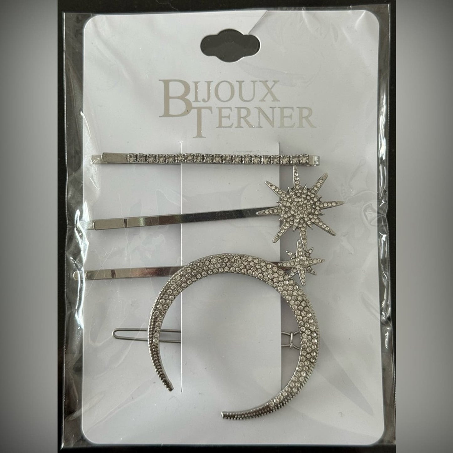 Hair clips set 4 pcs silver