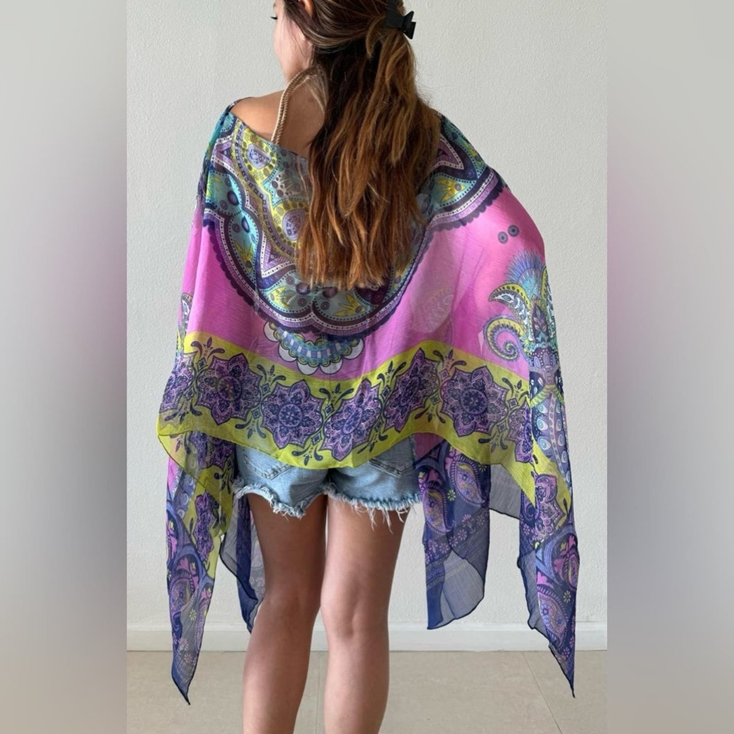 One size fits all chiffon poncho