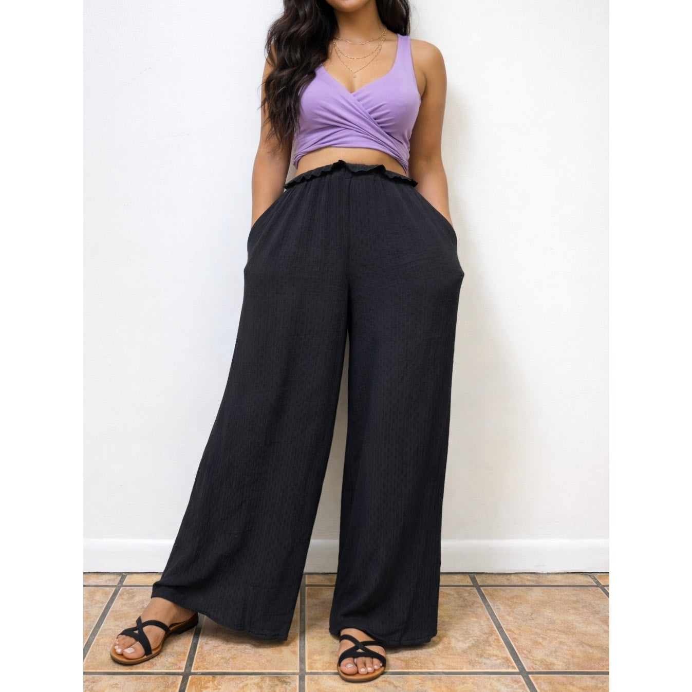 NWOT Final Touch Black Wide-Leg Pants