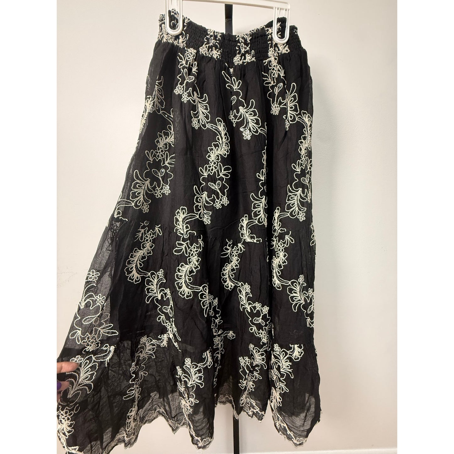 POL Embroidered Boho Maxi Skirt