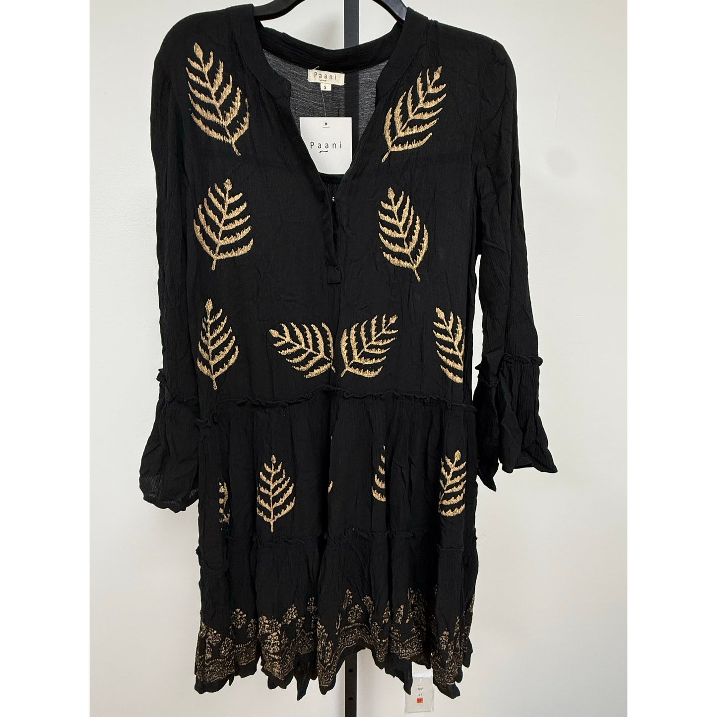 Black Boho Embroidered Dress – NWT