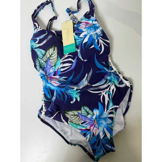 Gottex Profile Turkiz Women’s One Piece Swimsuit Purple Floral Size 12 NWT