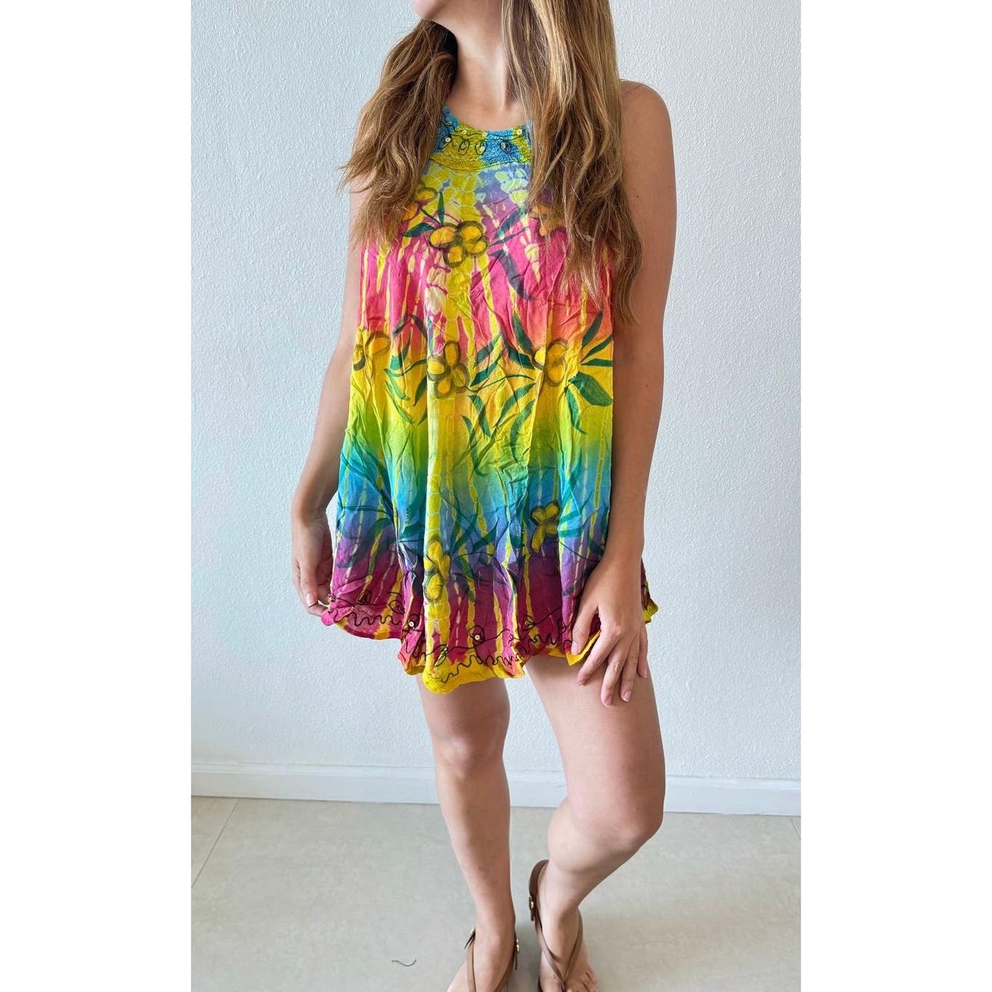 One size Mini tie dye beach pool dress