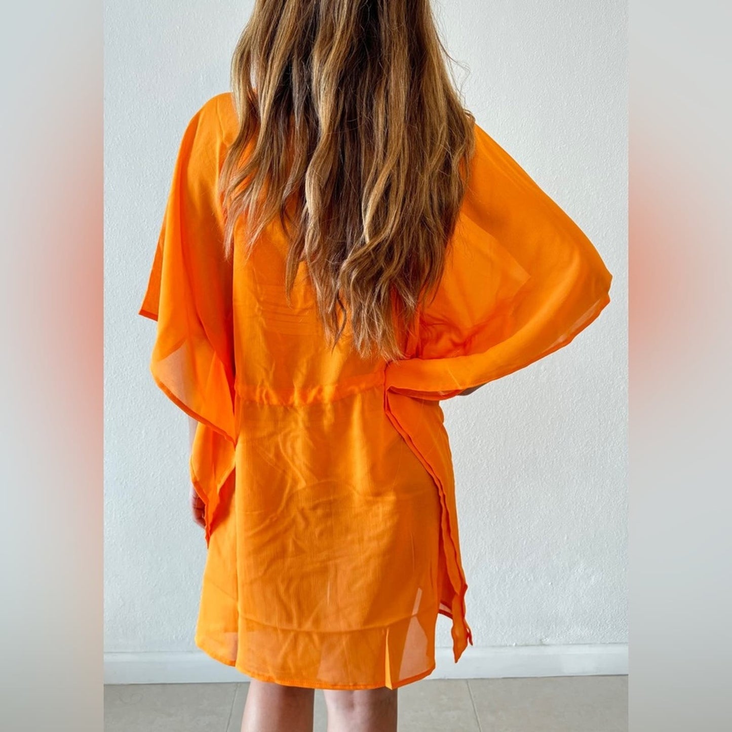 Bijoux Terner Solid orange beachwear cover up