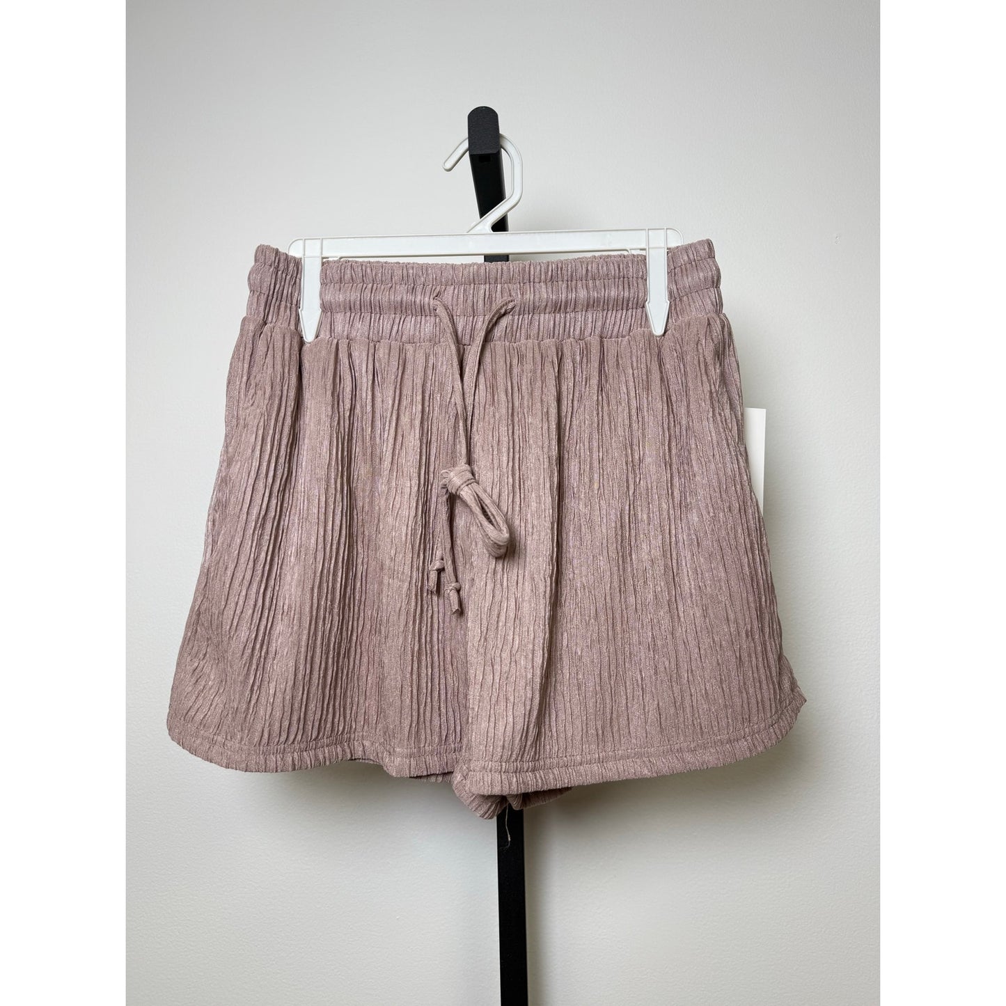 Crinkled Plisse Button Down Shirt Loungewear Shorts Set