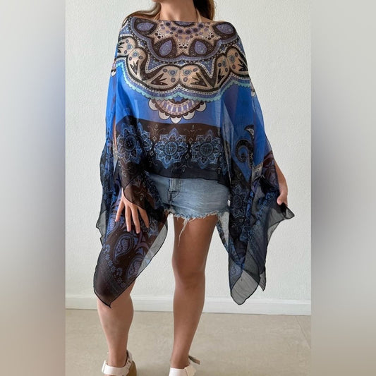 One size fits all chiffon poncho