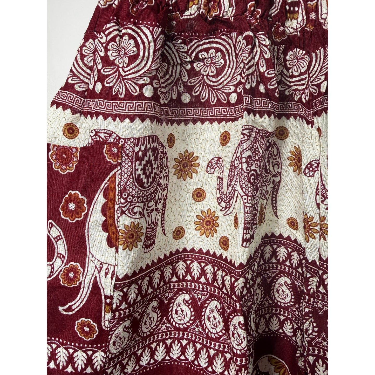 Wine Elephant Print Harem Pants