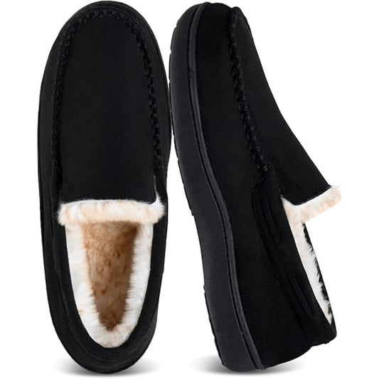 Mens Slippers with Cozy Memory Foam,Warm Moccasin Slippers for Men,Non-Slip