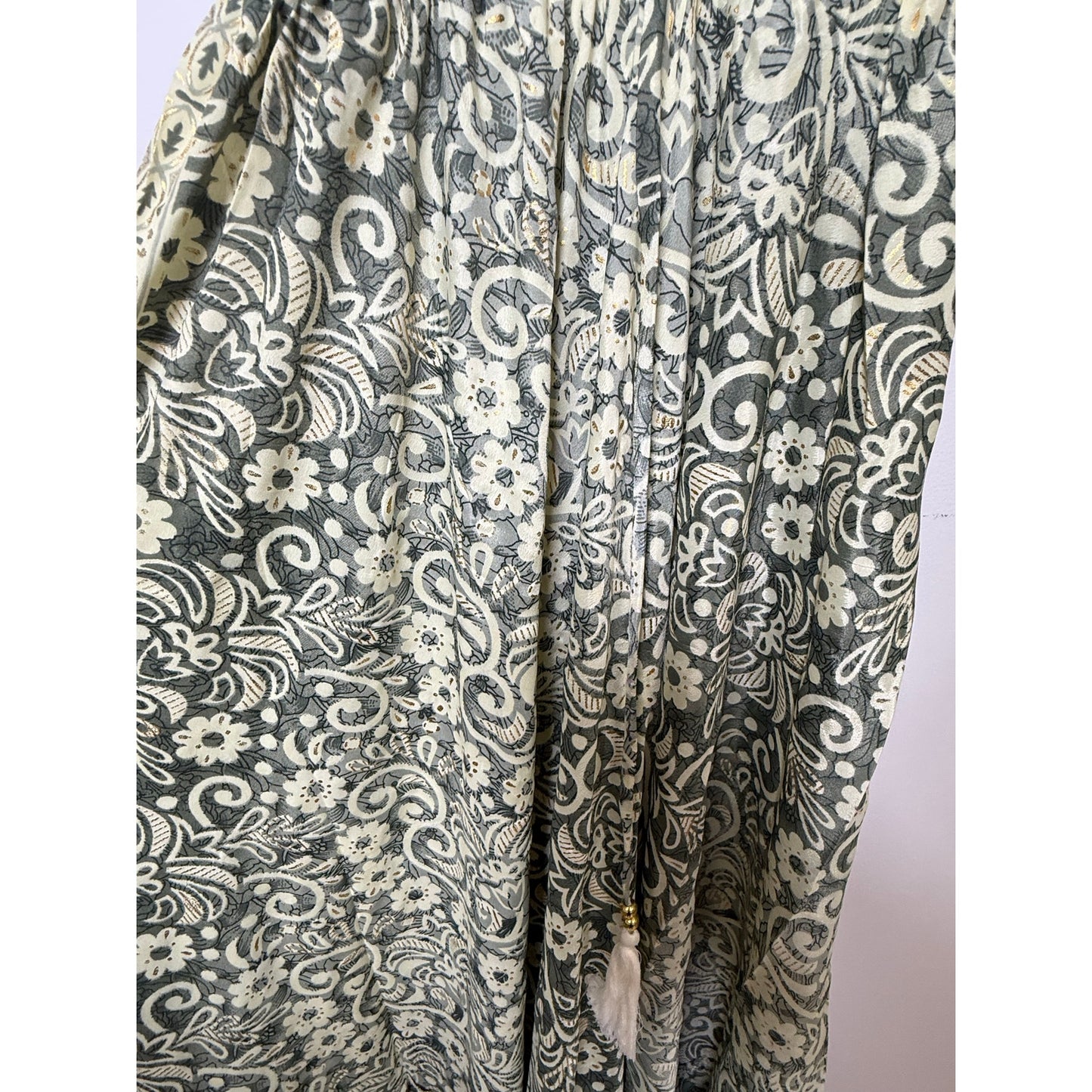 NWT 70% Silk 30% Polyester Yellow Maxi Dress Boho Halter