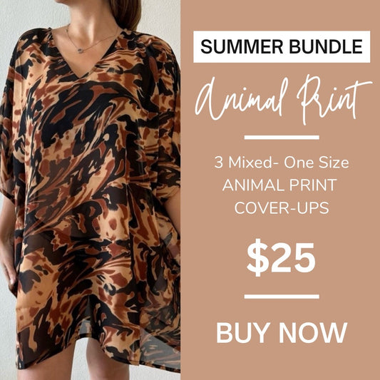 Bundle 3 Mixed Animal Print Cover-Ups all One Size