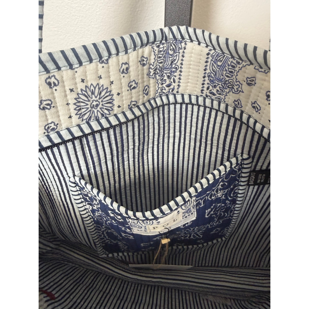 POL Quilted Bandana LOVE Tote Bag – Navy Blue