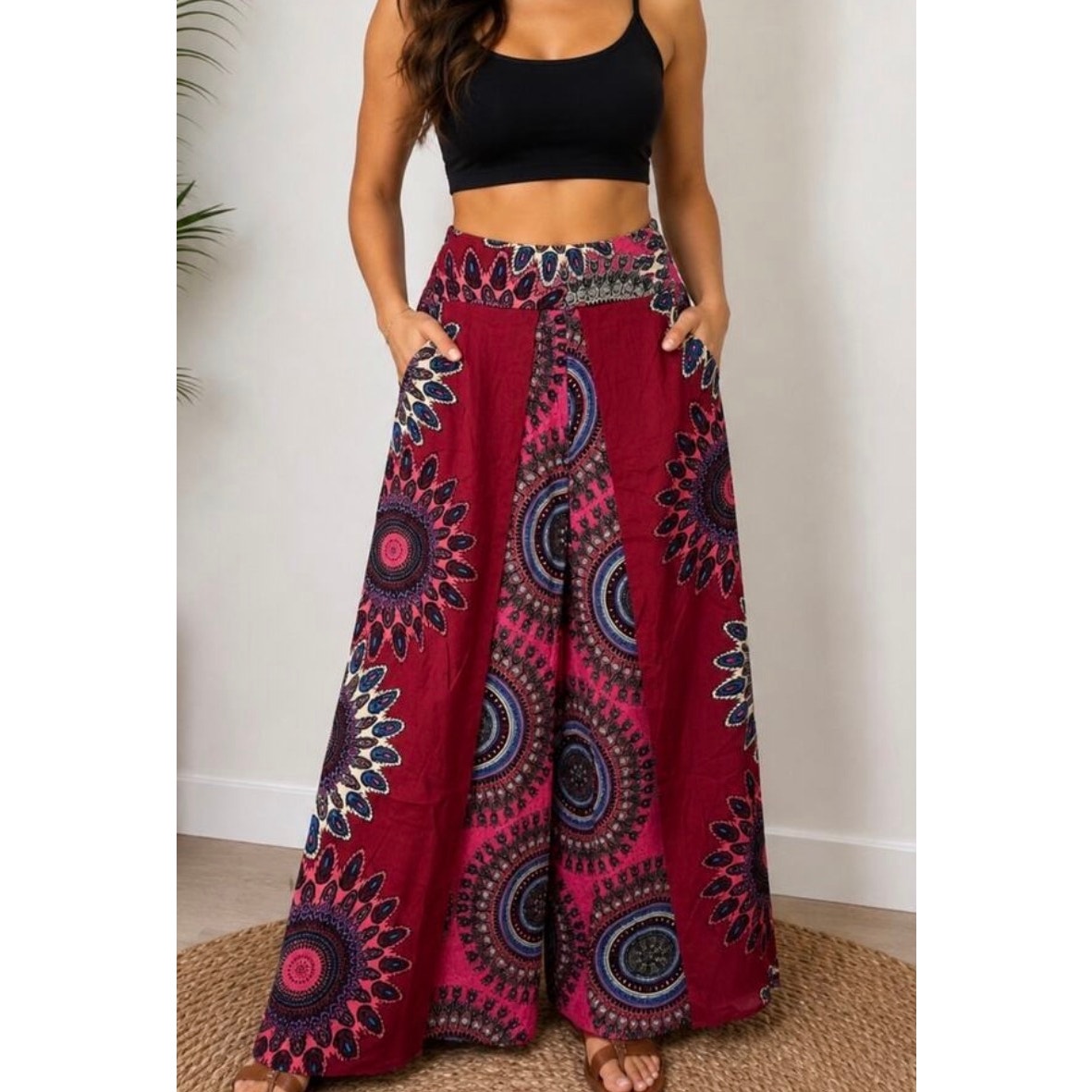 Boho Wide-Leg Wrap Pants – One Size
