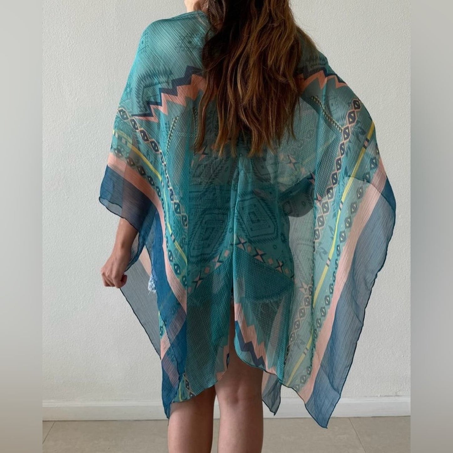 One size fits all chiffon poncho