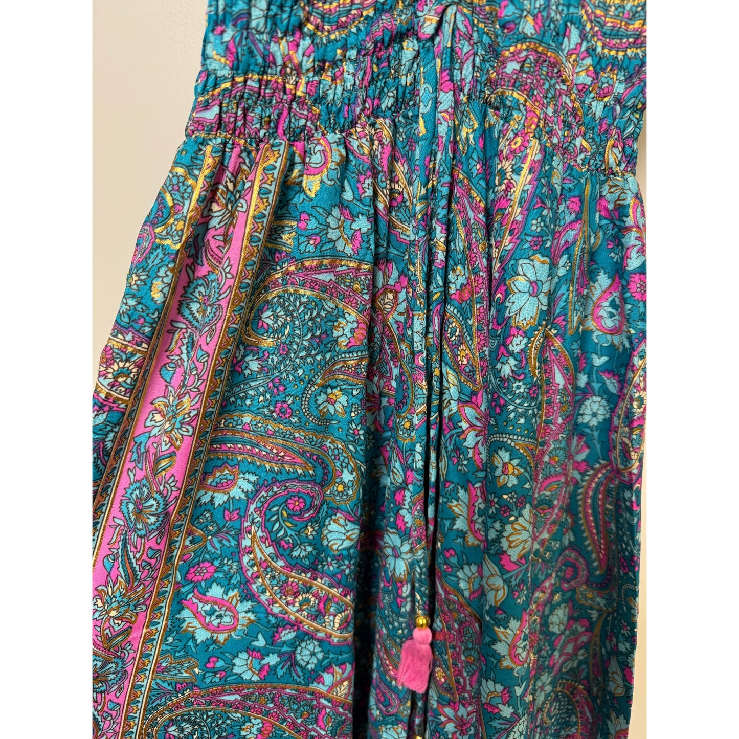 NWT 100% Viscose Blue Paisley Maxi Dress Boho Halter